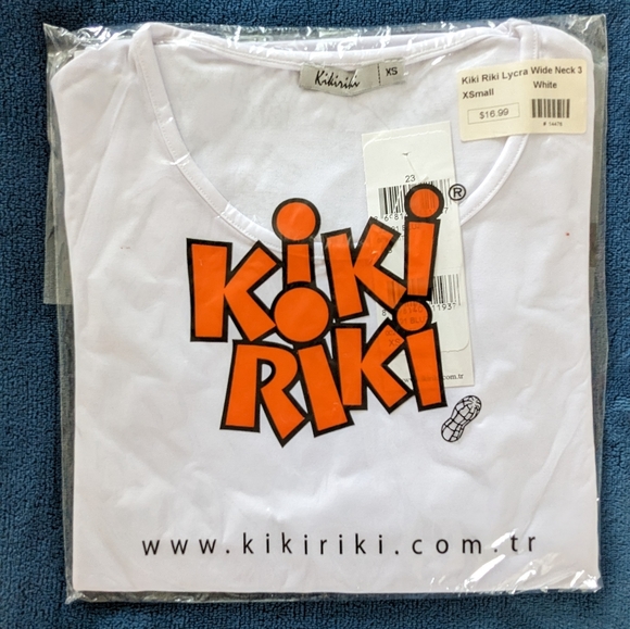 Kiki Riki white shell 3/4 sleeve tight stretchy fitted top shirt modest size XS - Picture 1 of 1